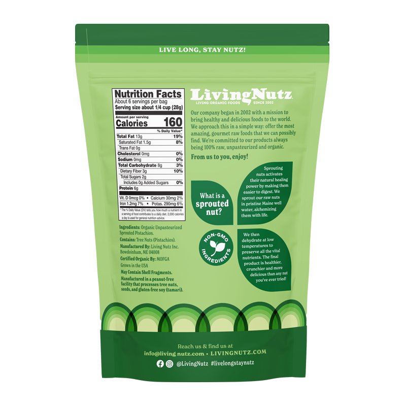 Sprouted Pistaschios, organic pistachios, organic nuts