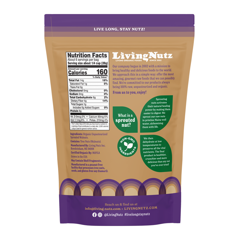 Sprouted Walnuts, organic walnuts, organic nuts