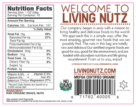 Raw organic Brazil nuts .  Raw nuts-Living Nutz