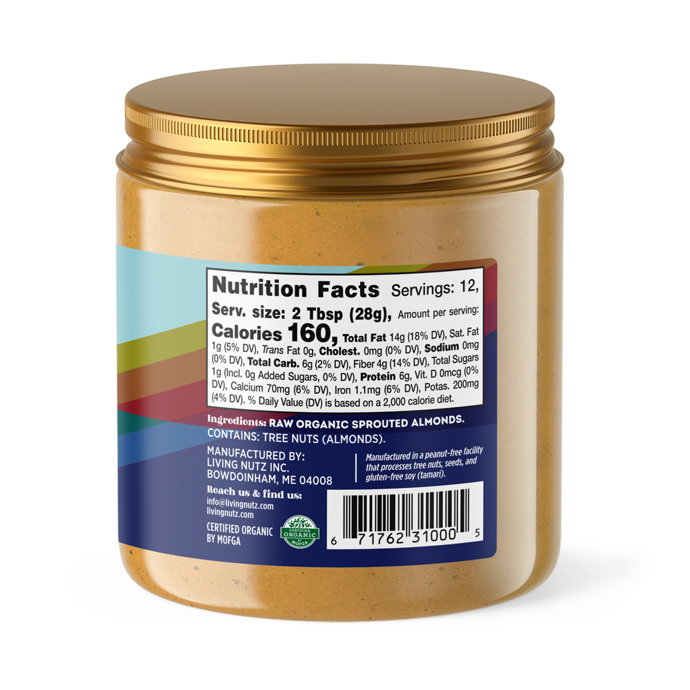 Almond butter, organic Almond nut butter, sprouted almond butter