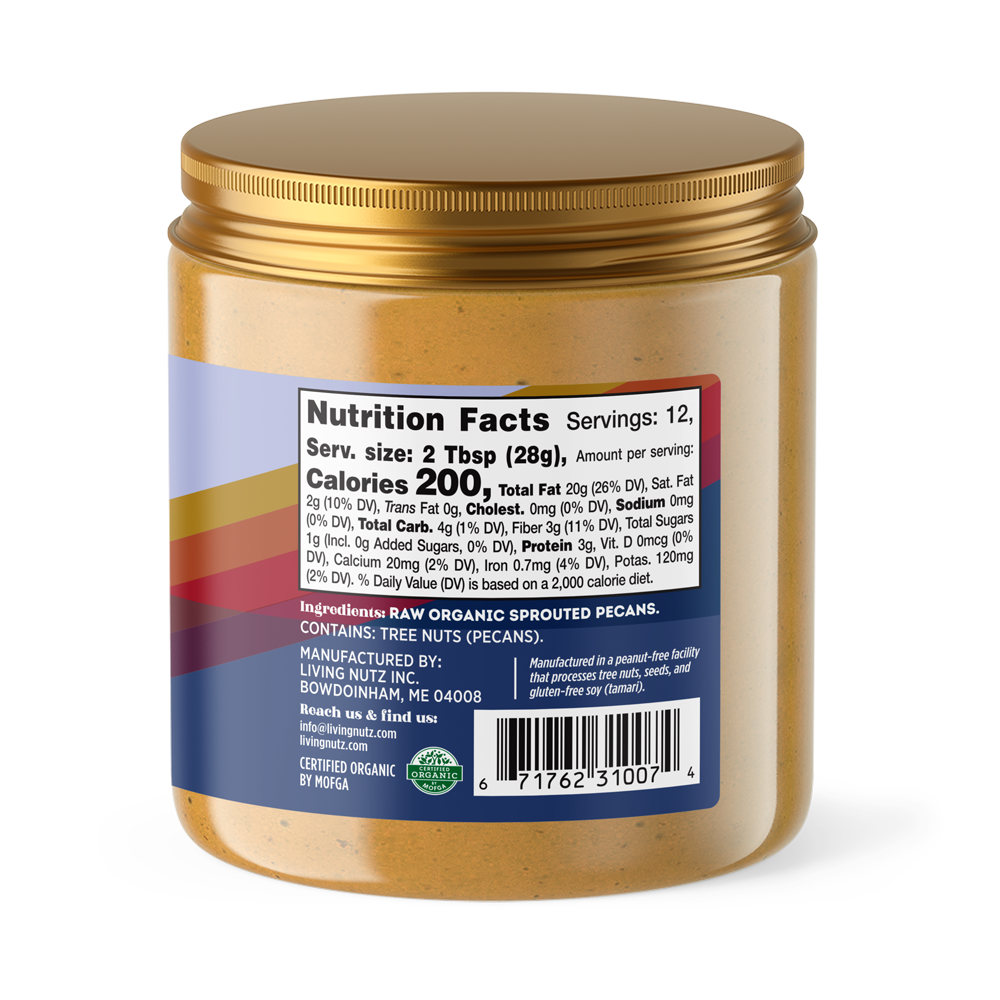 Nut Butter, Pecan Nut Butter, Organic nut butter, sprouted pecan butter