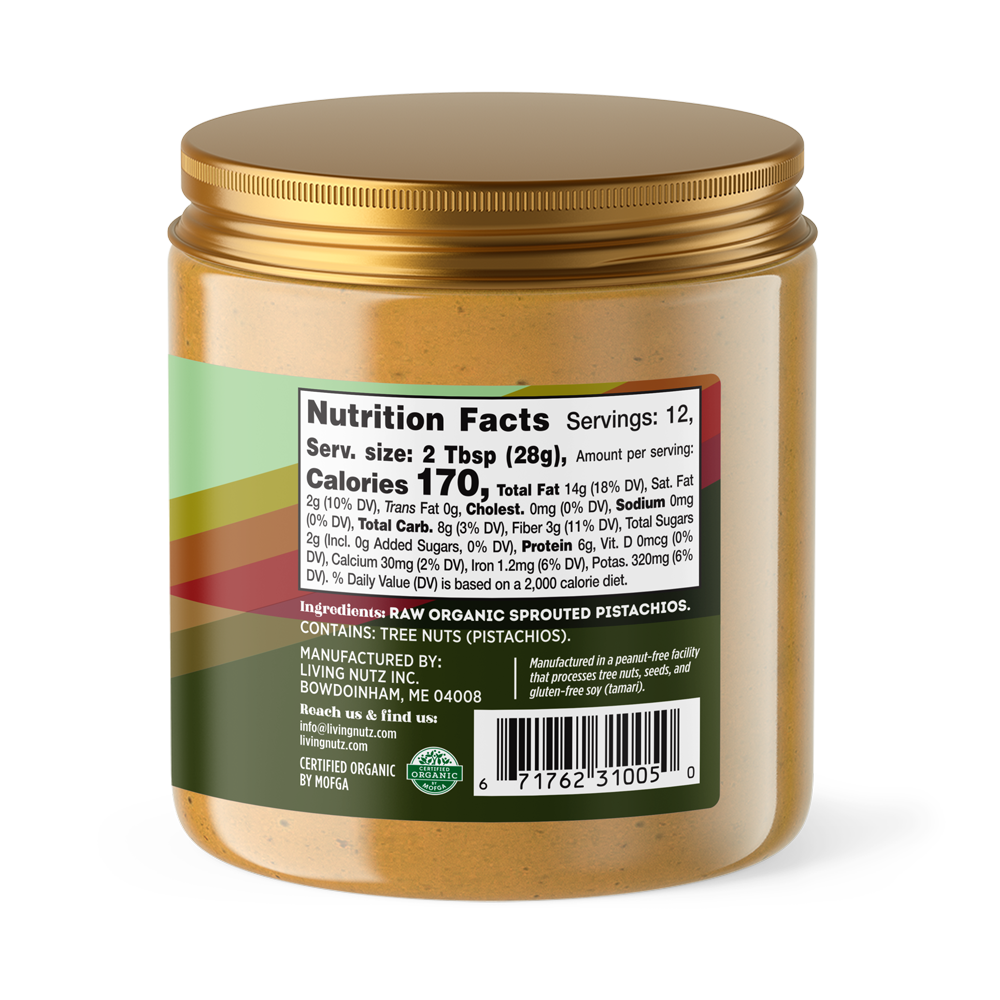 pistachio  butter, organic, sprouted pistachio butter