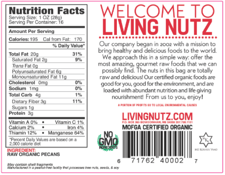 Pecans. Raw, organic pecans. Raw nuts-Living Nutz