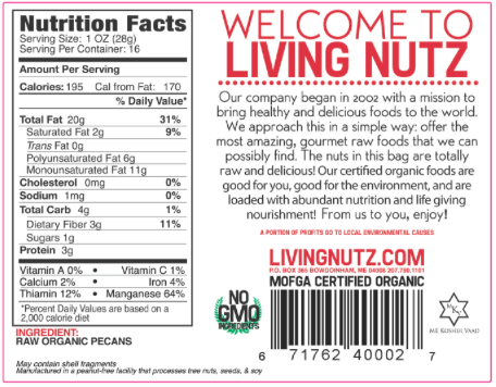 Raw organic pecans grown in the US. Pecans are a healthy type of nut.